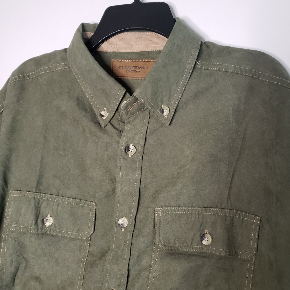 Clearwater Outfitters Shirt Mens XXL Long Sleeve Button Soft Velvet Touch Green - Picture 3 of 9